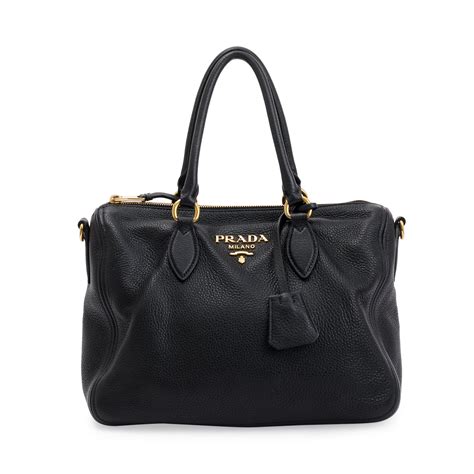 PRADA Vitello Phenix Bauletto Black 1498846 